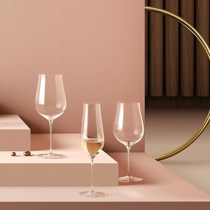 Nude Ghost Zero Tulip Red Crystal Wine Glasses, | Lead - Free |, Stem Unique Modern, Cool for Cocktail, Weddings, Great Gift Idea