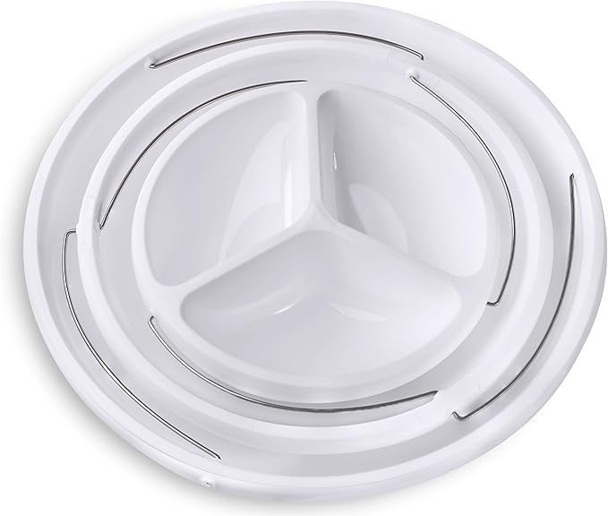 Masirs 3-Tier Collapsible Bowl: Decorative Design Folds for Minimal Storage. Ideal for Serving Snacks, Salad, and Fruit. Top Bowl Divided into Three Sections.