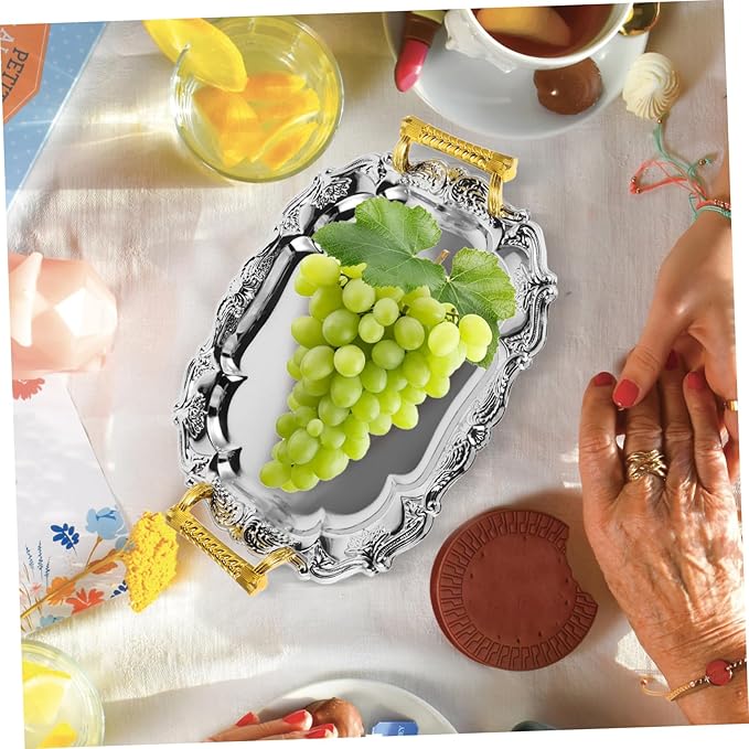 Cabilock Jewelry Tray Dishes Platters for Appetizer Fruits Serving Tray Versatile Serving Plate Antiquely Elegant
