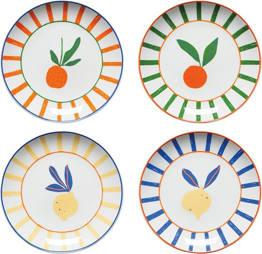 Jubilee Porcelain Tropical Appetizer Plates, Set of 4