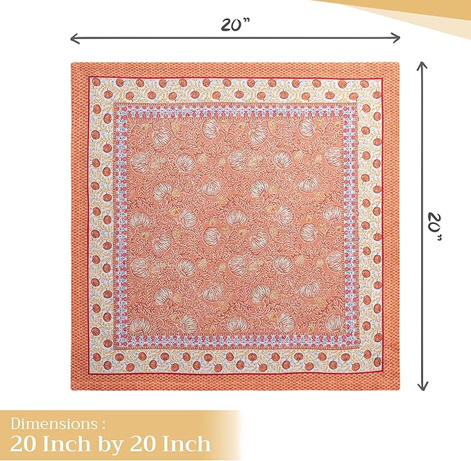 Maison d' Hermine Cloth Napkins Set of 4 100% Cotton for Thanksgiving Christmas Decorations Everyday Reusable Square Fall Napkins Cloth Washable Dinner Party (Harvest Festival, 20"x20")