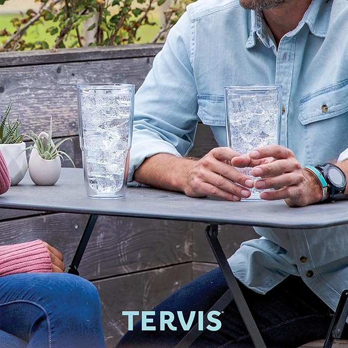 Tervis Clear & Colorful Lidded Made in USA Double Walled Insulated Tumbler Travel Cup Keeps Drinks Cold & Hot, 24oz, Yellow Lid