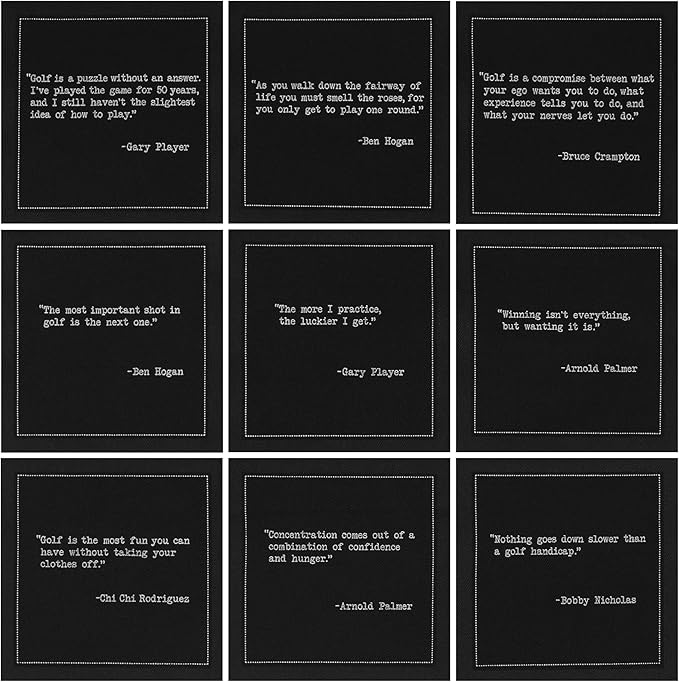 Five Star Funny Golf Legends Quotes | Black Cotton Cocktail Napkins | 50 Luxury Disposable Beverage Napkins with Witty Bar Quotes | Drink Napkins for Parties, Bars, Weddings & Game Nights