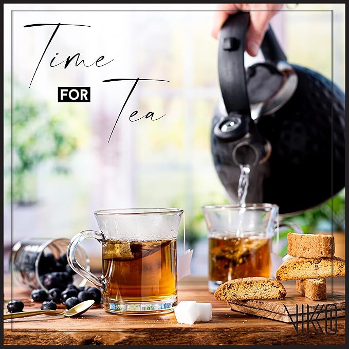 Vikko Glass Coffee Mugs, Thick and Durable 10 Ounce Coffe Cup, Microwave and Dishwasher Safe, Set of 12 Clear Glass Mugs