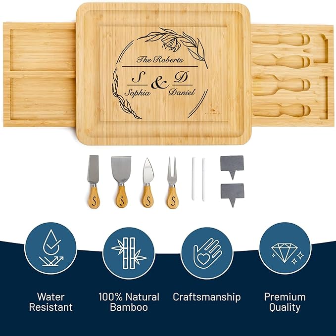Personalized Charcuterie Board, Custom Bamboo Engraved Cheese Board, Customized Gifts, Bridal Shower Gifts, Perfect for Personalized Wedding