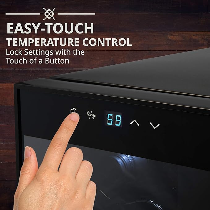 Ivation 12 Bottle Compressor Wine Cooler Refrigerator w/Lock, Large Freestanding Wine Cellar Fridge, 41f-64f Digital Temperature Control Glass Door Black