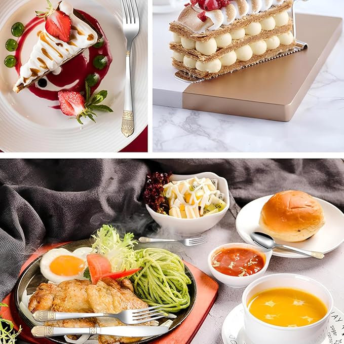 72/84 PCS Luxury Flatware Set, in a Flatware Organizer for Drawer, Silverware Flatware Serving Set for 12 with Gold Accents for Formal Events, Parties(A,84pcs)