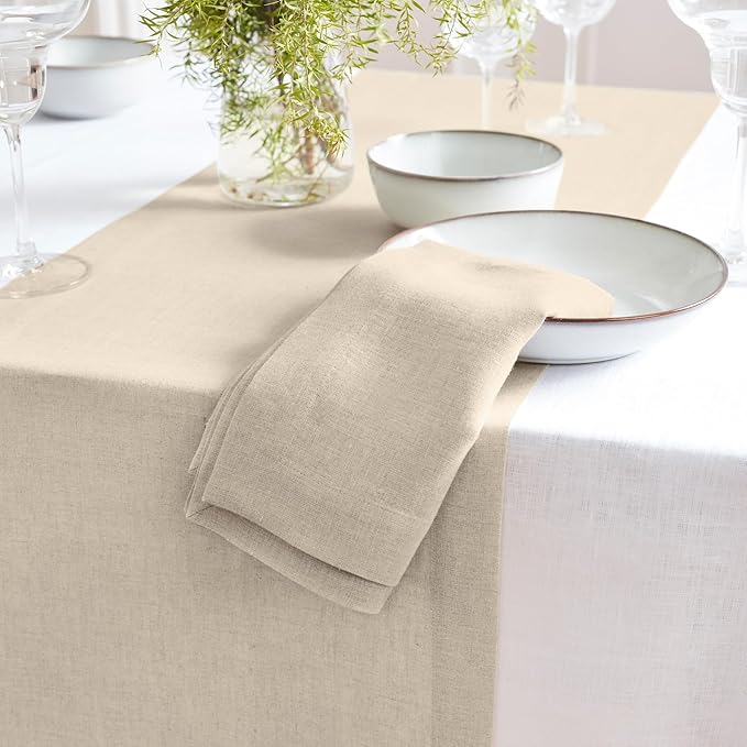 Solino Home Linen Cloth Napkins Set of 4-100% Pure Linen Flax Dinner Napkins 20 x 20 Inch - Sonoma, Handcrafted and Machine Washable - Christmas, New Year