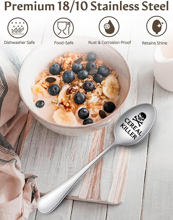 Funny Gifts Cereal Killer Spoon, Mens Gifts for Him, Dad, Boyfriend, Husband, Grandpa, Son, Teen Boy - Personalized Gifts for Christmas, Valentines Day, Easter Basket Stuffers, Birthday, Fathers Day