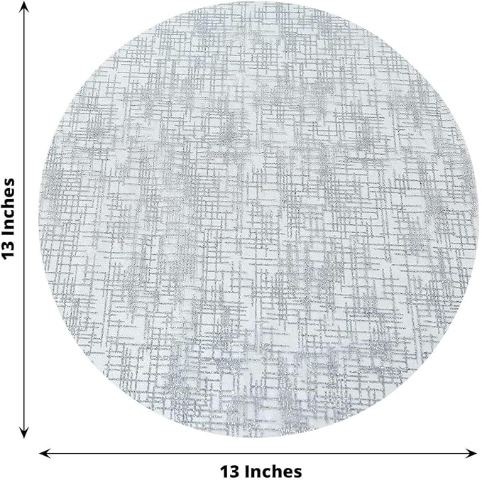 20 Pack 13" Silver Glitter Mesh Placemats - Round Disposable Durable Perfect for Parties and Events