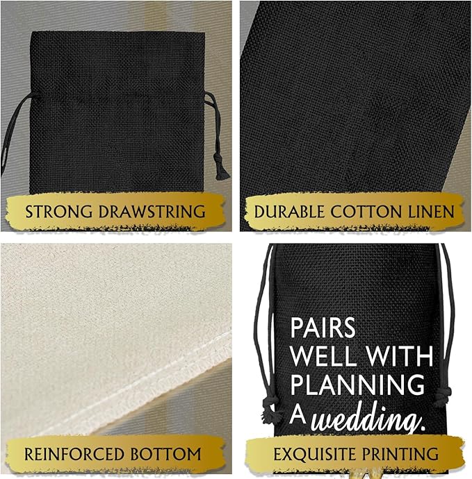 Wine Bag Wedding Gift for Mr and Mrs - Engagement Gift J14-Black