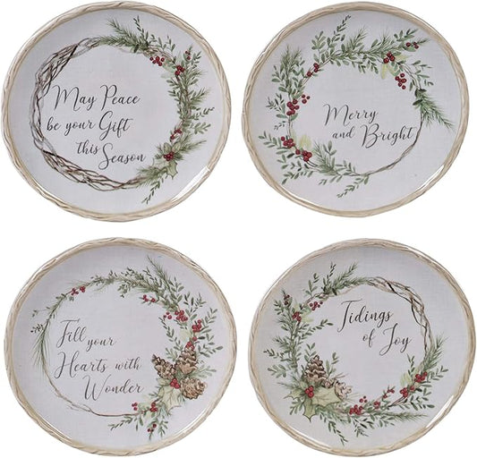 Certified International Holly and Ivy 6" Small Canape/Luncheon Plates, Set of 4