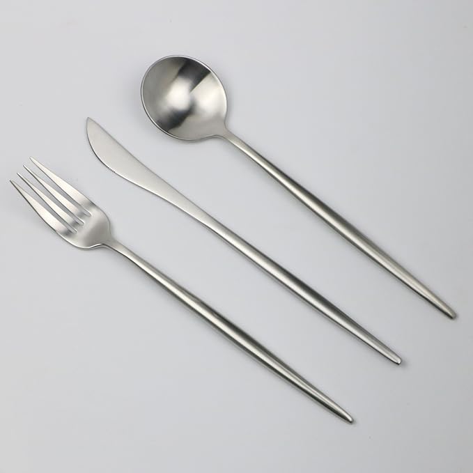 20-Piece 18/10 Stainless Steel Silver Flatware Set, Serive for 4, With Fork Spoons Knife Teaspoon Dessert Fork for Home Kitchen Restaurant Hotel