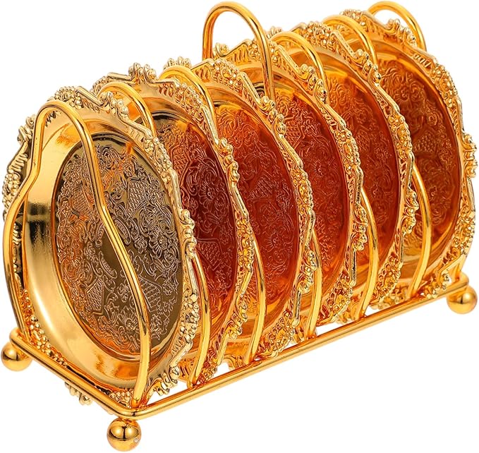 POPETPOP Golden Mini Snack Dish Set with Silver-Plated Rack Creative Food Serving Tray for Parties and Gatherings for Fruits and Appetizers