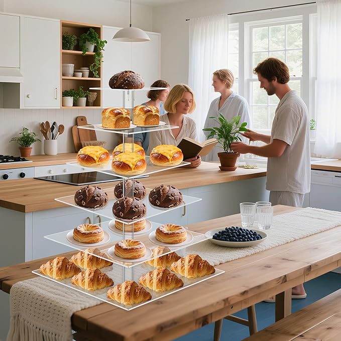 YestBuy Cupcake Stand, 6 Tier Large Cupcake Tower Tree, Square Cupcake Holder, Pastry Display Stand for Party, Wedding, Birthday, Baby Shower