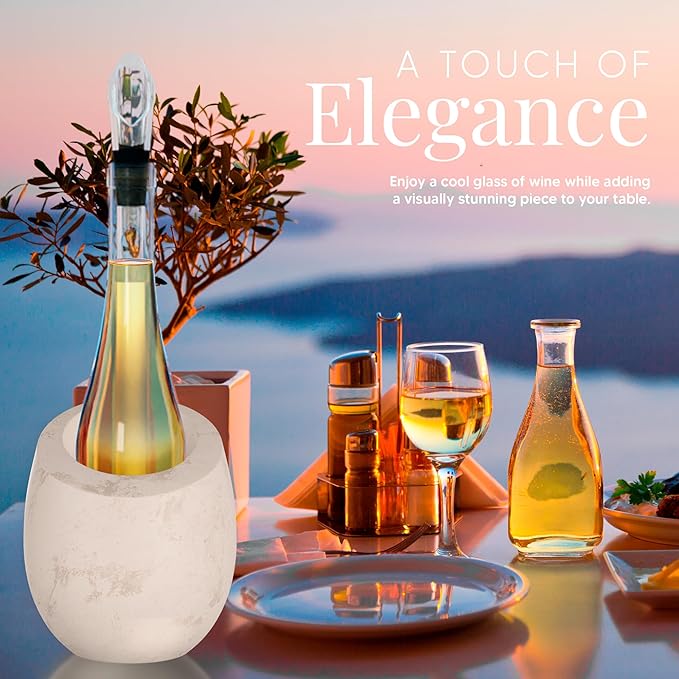 Homeries Marble Wine Chiller Bucket - Wine & Champagne Cooler for Parties, Dinner – Keep Wine & Beverages Cold, Wine Chillers for Bottles – Holds Any 750ml Bottle (Matte White)