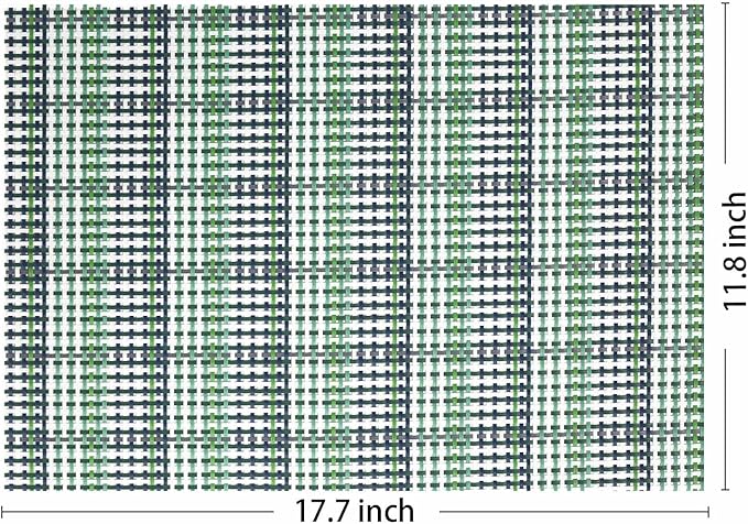 AHHFSMEI Placemats for Dining Table Set of 8 Woven Vinyl Plastic Place Mats Non-Slip Heat Insulation Stain Resistant Table Mats Washable Easy Clean Placemats (Green Blue Stripe 8)