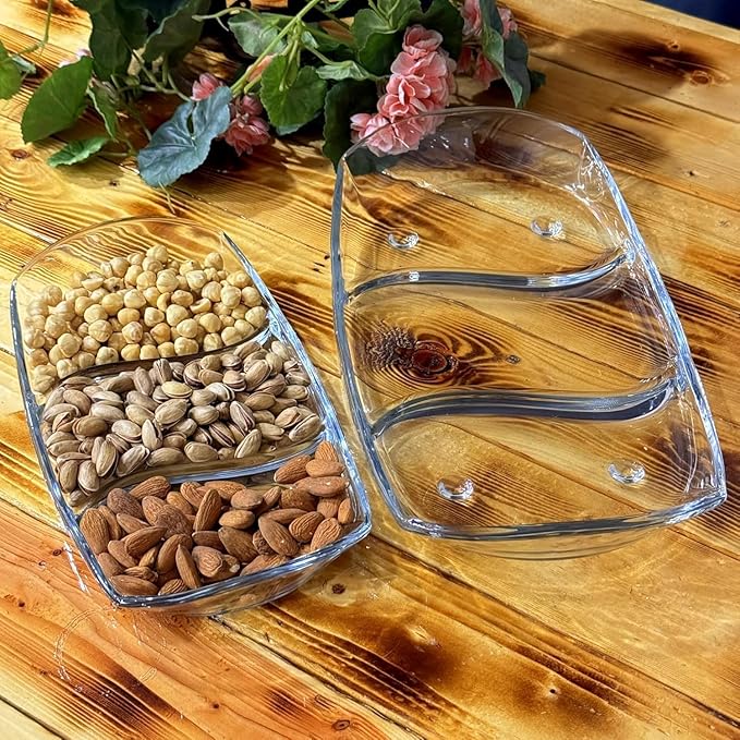 Prima Oblong 14.5" Glass Tray 3 Section