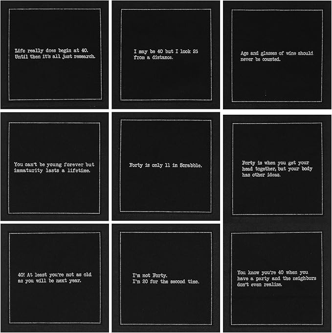 Five Star Funny 40th Birthday Quotes | Black Cotton Cocktail Napkins | 50 Luxury Disposable Beverage Napkins with Witty Bar Quotes | Drink Napkins for Parties, Bars, Weddings & Game Nights