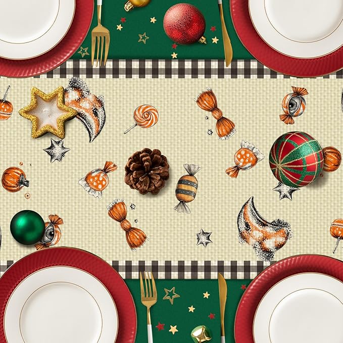 Pumpkin Halloween Table Runner Seasonal Fall Kitchen Dining Linen Table Decoration for Indoor Outdoor Home Party Decor 13 x 72 Inch