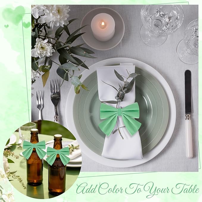 12 Pcs Sage Green Bow Napkin Rings,Wedding Napkin Rings,Velvet Napkin Ring Holders for Holiday Serviette Birthday Anniversary Party Dinner Wedding Dining Tableware Decoration