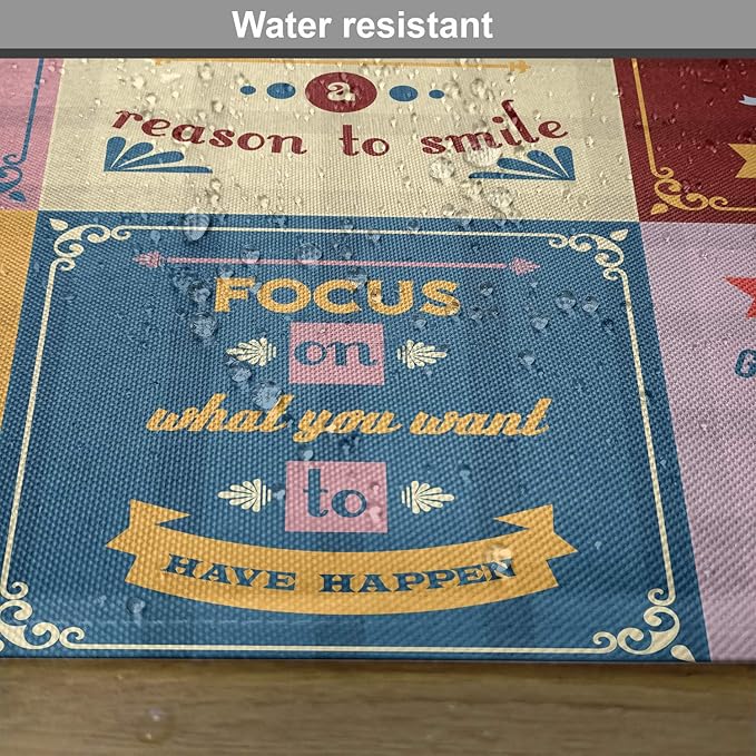Ambesonne Saying Place Mats Set of 4, Words Pattern Success with Positive Attitude Themed Art Print, Washable Fabric Placemats for Dining Table, Standard Size, Yellow Pink
