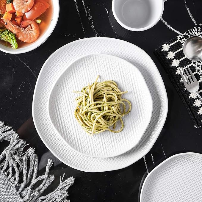 Stone Lain Abigail 16-Piece Dinnerware Set Stoneware, White