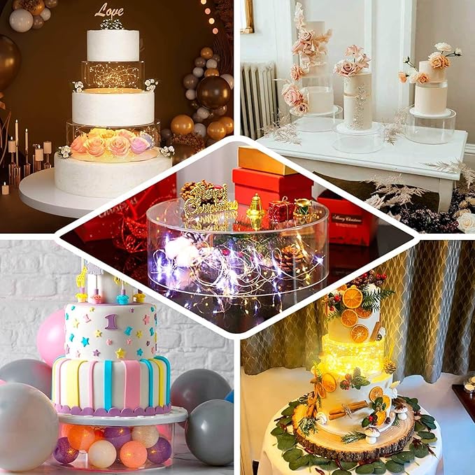 Efavormart 14" Round Clear Acrylic Cake Stand, Transparent Fillable Display Box, Pedestal Riser with Hollow Bottom