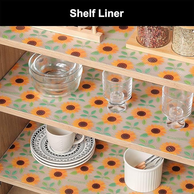 Cooyes Shelf Liner – Premium Non-Adhesive Cabinet & Drawer Liner for Kitchen – Waterproof Shelf Paper with Modern Pattern – Durable EVA Cabinet Mat – Easy to Cut （11.8" W x 118" L）