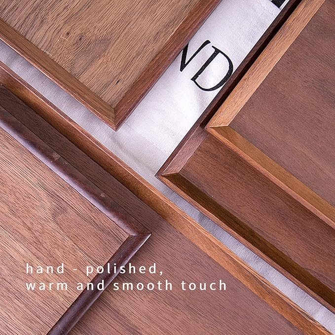 Wood Serving Trays for Home Bar Restaurant Coffee Shop - 11.81''L x 7.87''W Black Walnut Wood Tray, Tea Tray, Coffee Tray, Food Tray (M - 11.81'' x 7.87'')