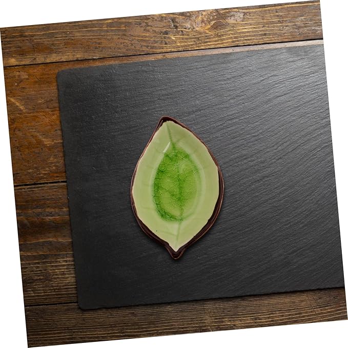 4pcs Leaf-shaped Ceramic Sauce Dishes Multi-use Porcelain Appetizer Plates for Jam Ketchup and Dessert Elegant Crackle Glaze Design for Parties and Home Dining