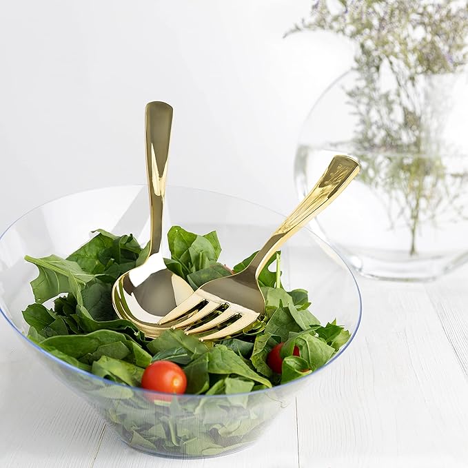 Plasticpro Disposable Plastic Gold Serving Utensils 12 Forks & 12 Spoons Durable Heavy Duty Premium Serving Utensils Gold 12 Sets
