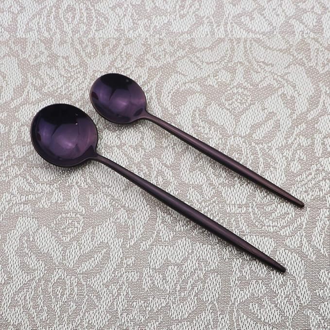Gugrida Portable Silverware Set - 20-Piece Flatware Cutlery Set - 18/10 Stainless Steel - Mirror Polishing Purple - Travel Elegant Modern Utensils - Service for 4 Include Steak Knife Dinner Fork Spoon