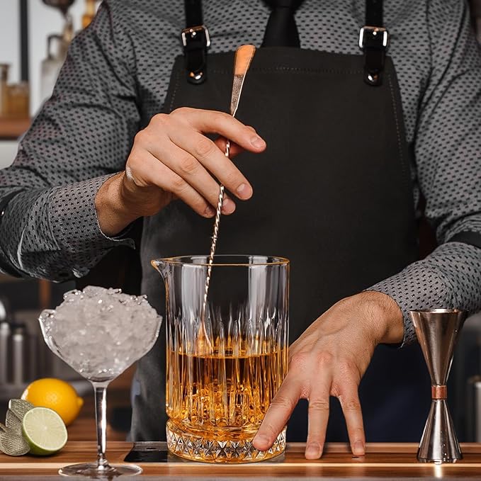 21oz Cocktail Mixing Glass Pitcher Set Drinking Glasses Cups Bar Mixing Glass - 6PCS Barware Glass Bartender Kit for Martini, Manhattan, Old Fashioned - Wedding Anniversary Birthday Gift for Home Bar