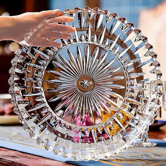 Glass Fruit Bowl or Decorative Bowl, used for Kitchen counter or living room center table decoration, Centerpiece Bowl (14.1in)