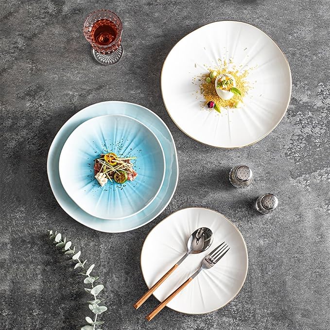 SONGCHAO Party Supplies Creative Gradient Ceramic Plate Dinner Plate Household Dessert Plate Salad Plate Fruit Plate Simple Dinner Plate Party Plates (Color : B, Size : 001)