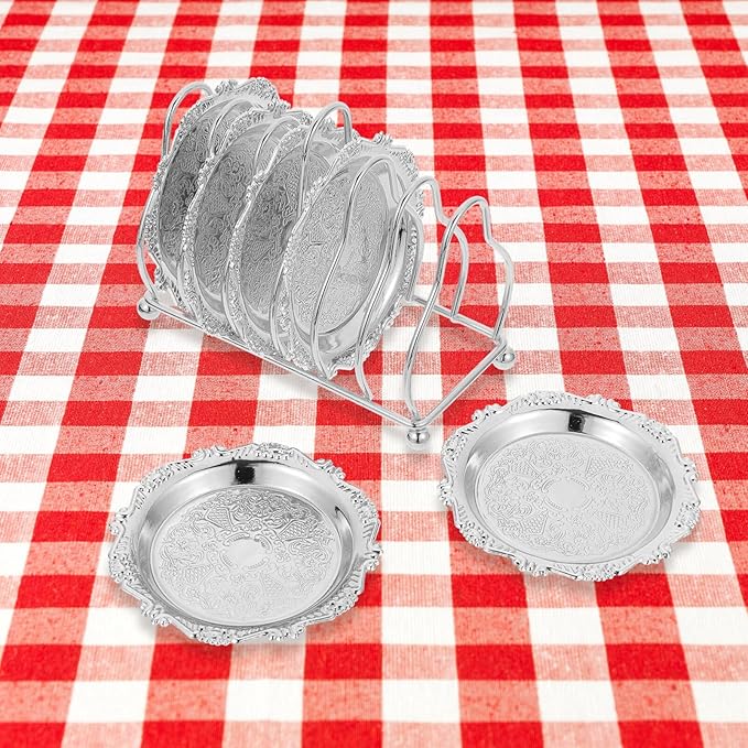 BESTonZON 1set Creative Snack Plate with Rack Silver Serving Tray for Chips and Appetizers Versatile Home Decoration for Kitchen Dining Room and Living Room