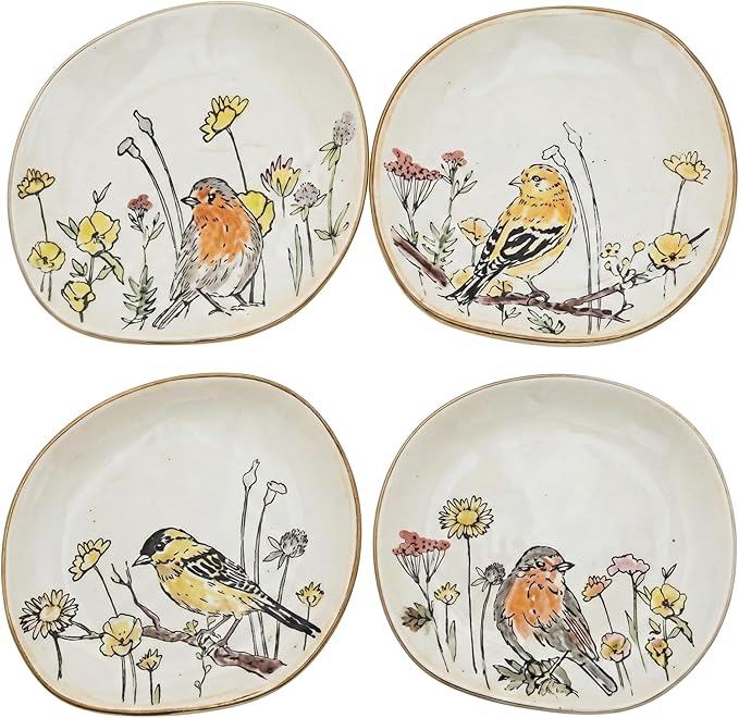 Blue Sky Clayworks Wildflower Bird Appetizer Plate Plate, 6" D