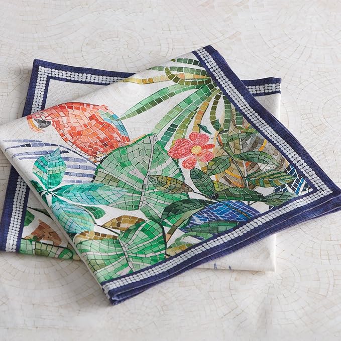Maison d' Hermine Napkins 100% Combed Cotton Premium 20Inch x 20Inch Decorative Washable Cloth Napkin Table Napkin for Dining, Kitchen, Parties & Camping - Mosaic (Set of 4)