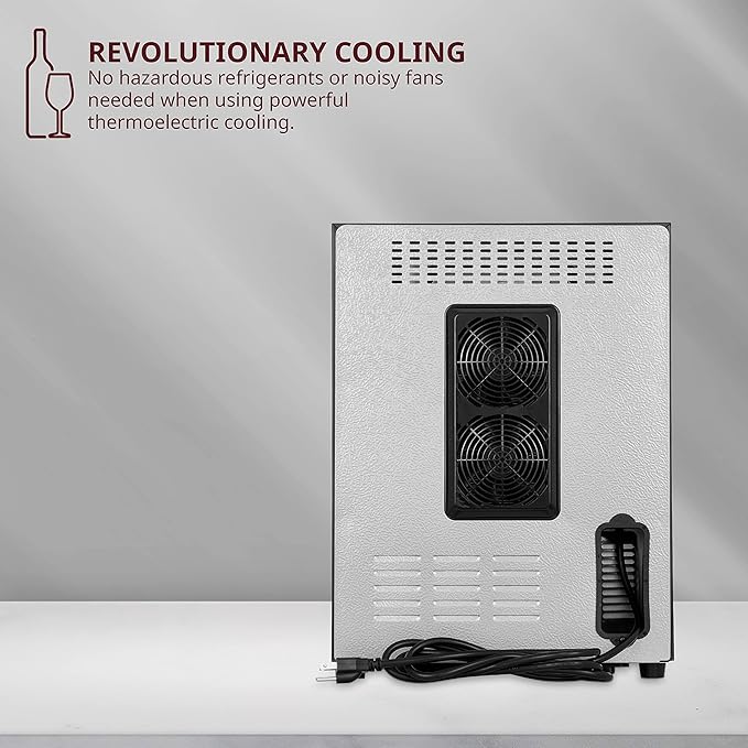 Schmécké 12 Bottle Red And White Wine Thermoelectric Wine Cooler/Chiller Counter Top Wine Cellar with Digital Temperature Display, Freestanding Refrigerator Smoked Glass Door Quiet Operation Fridge