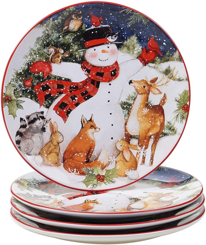 Magic of Christmas Snowman 16-Piece Holiday Dinnerware Set – Service for 4 – Cheerful Winter Plates, Mugs & Bowls for Family Meals, Holiday Gatherings & Festive Table Settings