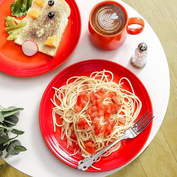 Hasense Ceramic Dinner Plates Set of 2, 10 Inch Premium Dinnerware Dishes, Salad Serving Plates Elegant & Durable, Oven, Microwave & Dishwasher Safe,Perfect for Family and Entertaining,Gradient Orange
