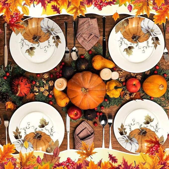 Honeydak 6 Pcs 6 Inch Fall Plates Pumpkin Ceramic Thanksgiving Salad Plates So Blessed Platter Cookie Dishes Autumn Harvest Vintage Dessert Appetizer for Thanksgiving Dinner Party Decoration