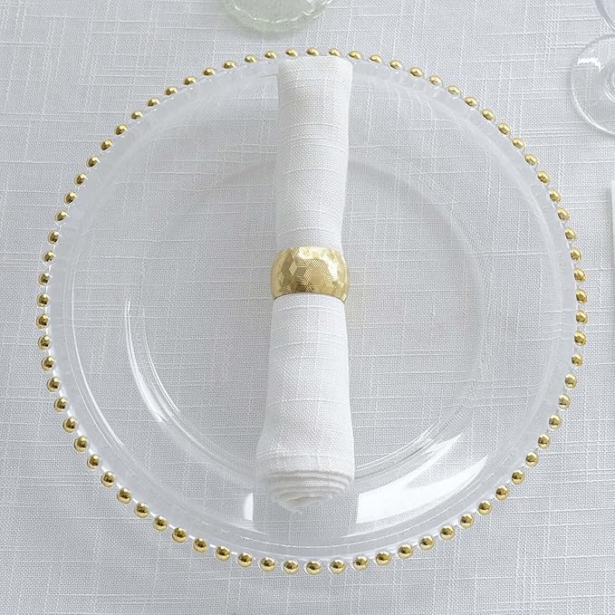 Efavormart 8 Pack | 12" Gold Beaded Round Glass Charger Plates, Event Tabletop Decor