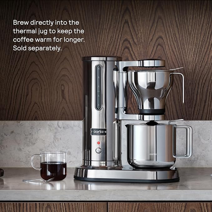 Aarke Coffee Maker - Electric 10 Cup / 42 fl oz Drip Brewer with Automatic Drip-Stop, Glass Carafe, Brews Full Pot in Under 6 Minutes, SCA Certified, Stainless Steel