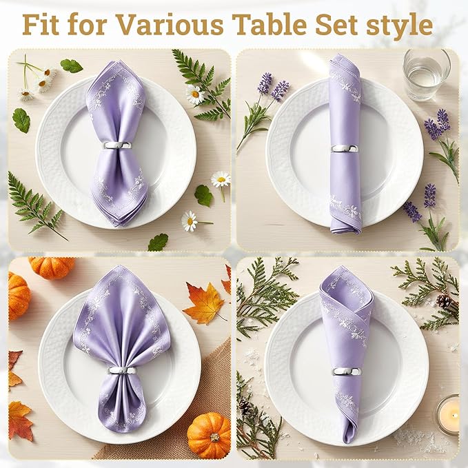 Suream Napkin Rings, 24 Pcs Stainless Steel Napkin Holders, Metal Napkin Ring for Table Settings Wedding Christmas Thanksgiving Party Dinner Table(Bright Silver Semicircle)