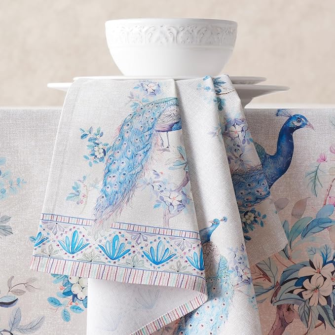 Maison d' Hermine Napkin 100% Combed Cotton Premium Cloth Napkin Decorative Washable Napkins Set of 4 for Home, Kitchen, Dining, Cocktail Parties & Camping - Peacock Utopia (20”X20”)