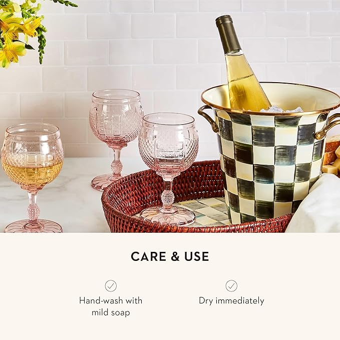 MACKENZIE-CHILDS Wine Cooler, Champagne and Wine Bucket, Ice Bucket, Black-and-White Courtly Check