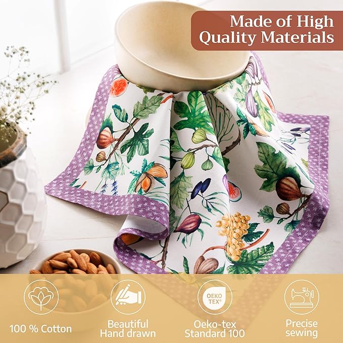 Maison d' Hermine Cloth Napkins Set of 4 100% Cotton Soft & Durable Everyday Reusable Square Napkins Cloth Washable, Dinner, Cocktail Party, Wedding, Restaurant (Cavaillon, 18" x 18")