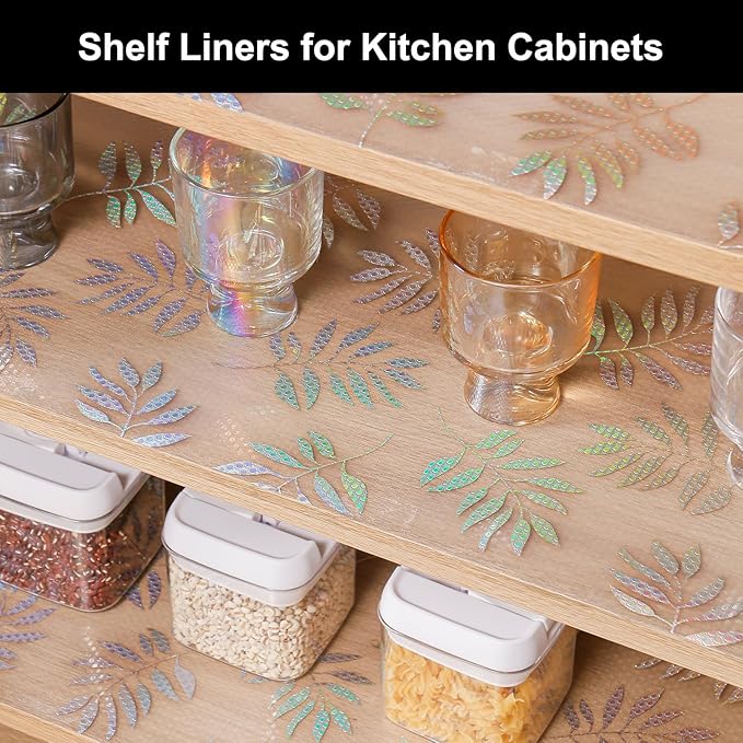 Cooyes Shelf Liner – Premium Non-Adhesive Cabinet & Drawer Liner for Kitchen – Waterproof Shelf Paper with Modern Pattern – Durable EVA Cabinet Mat – Easy to Cut （11.8" W x 236" L）